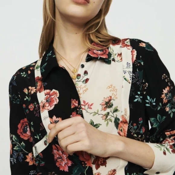 Maje riller floral mini shirt dress 0130 - Picture 5 of 17